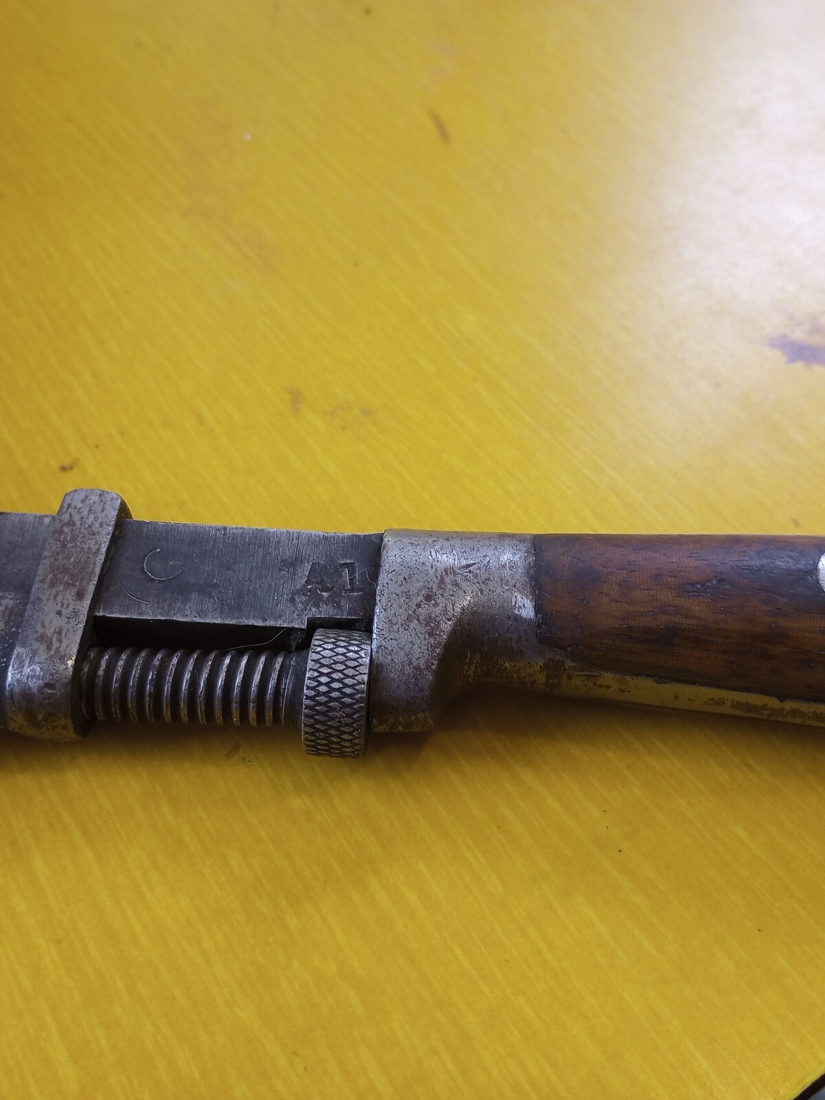Coes A1 6.5 6-1/2 Wood Handle Pipe Wrench Worcester Mass L. Coes Pats