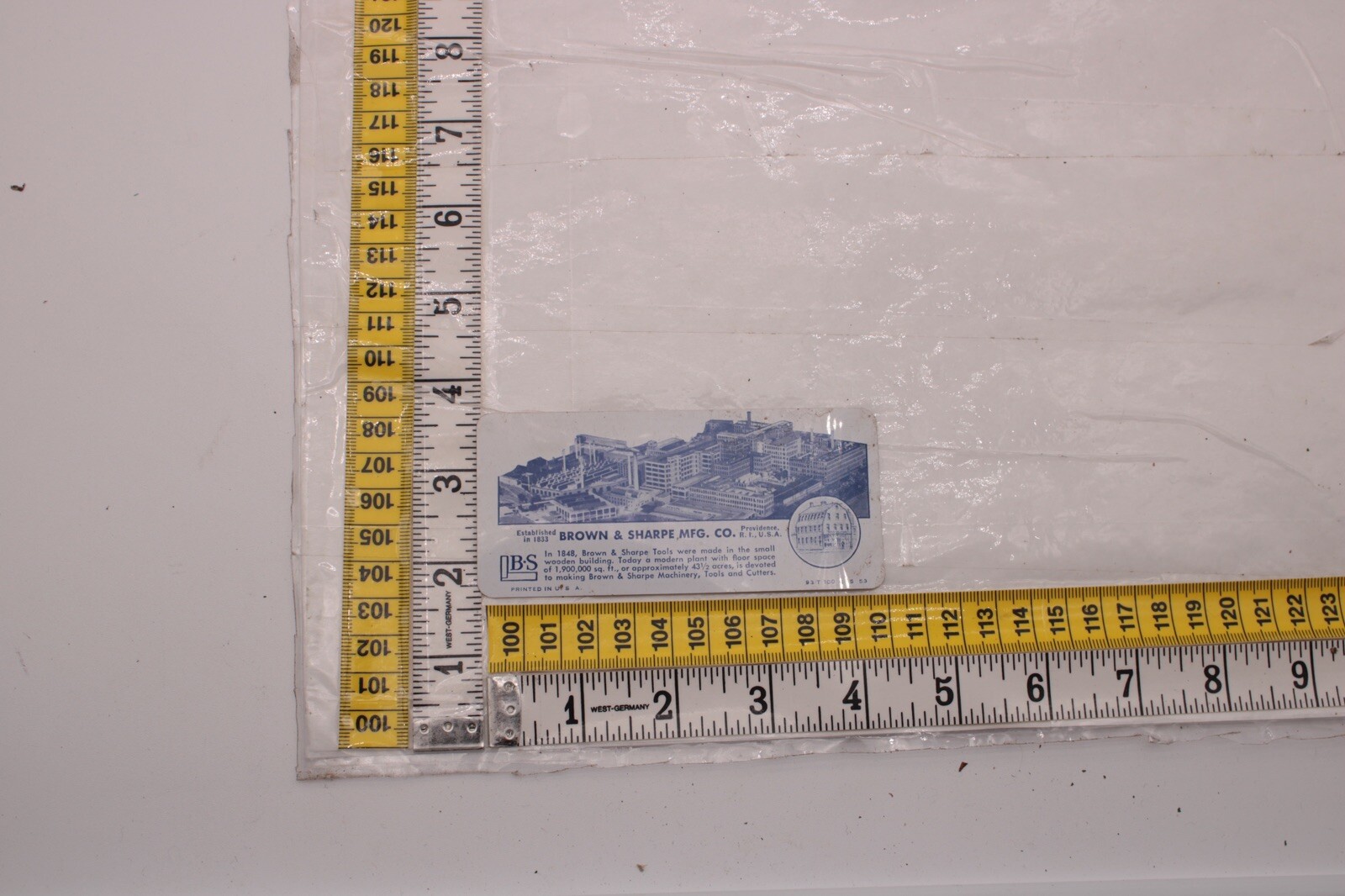 1953 Brown & Sharpe Mfg. Co. Pocket-Size Plastic Decimal Equivalents Chart R1B2