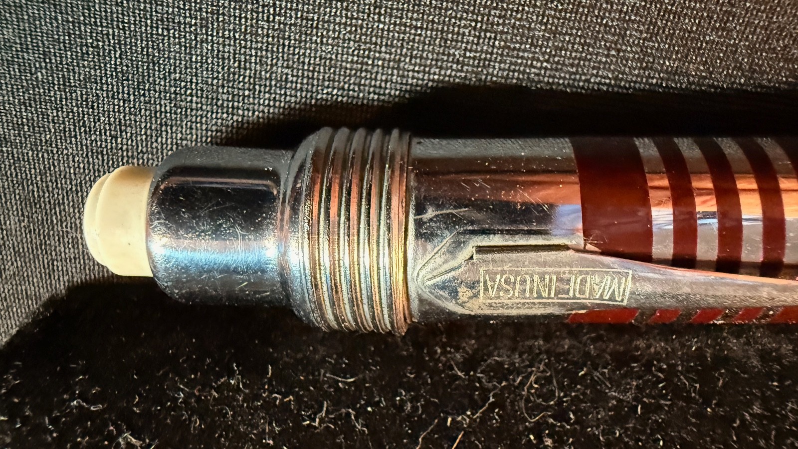 Art Deco Burgess Burgandy & Chrome Pen Light Flashlight