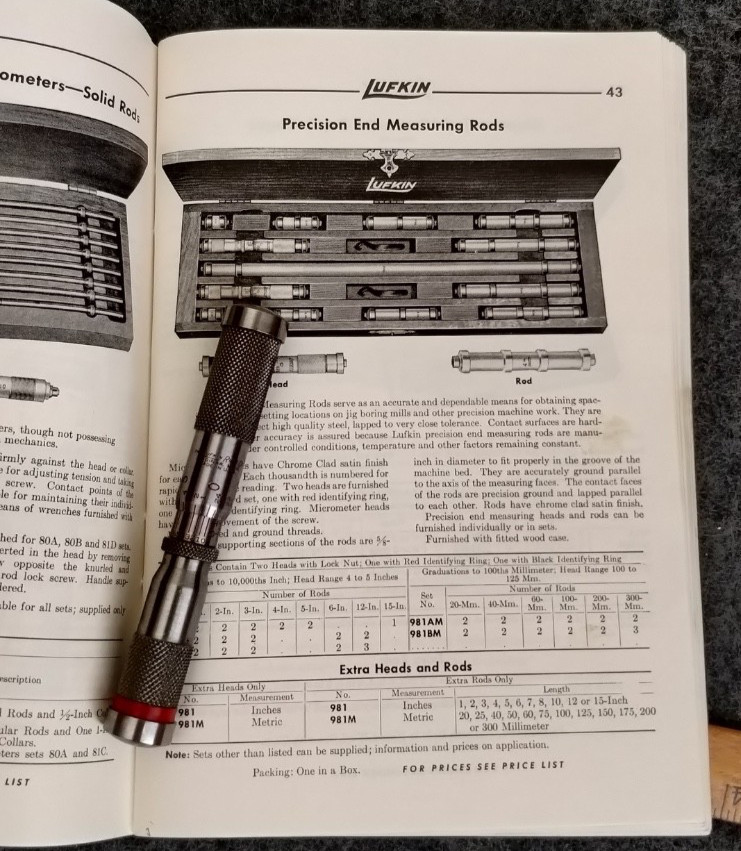 Lufkin Precision End Measuring Rod No. 981 Micrometer 2-3″