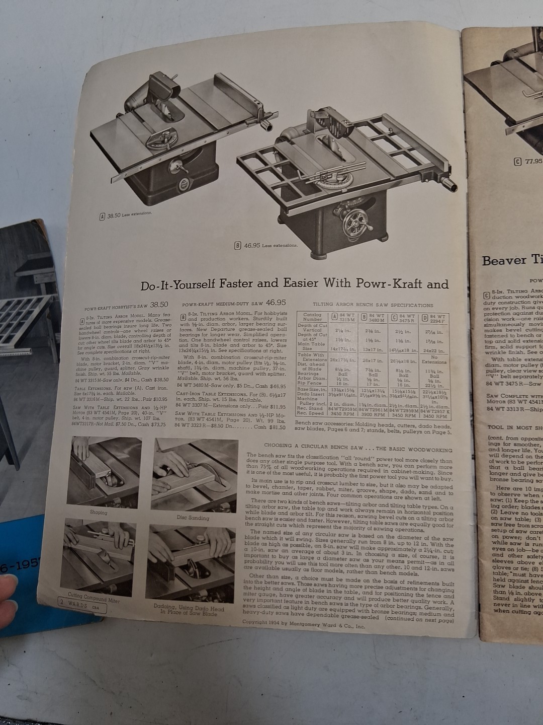 1954-55 Montgomery Ward Powr-Kraft Power Tool Catalogs & 1956-57 MONTGOMERY WARD