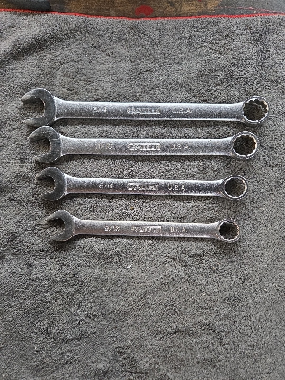 Vintage Allen tools Combination Wrench Set 9/16-3/4 USA 🇺🇸 Excellent
