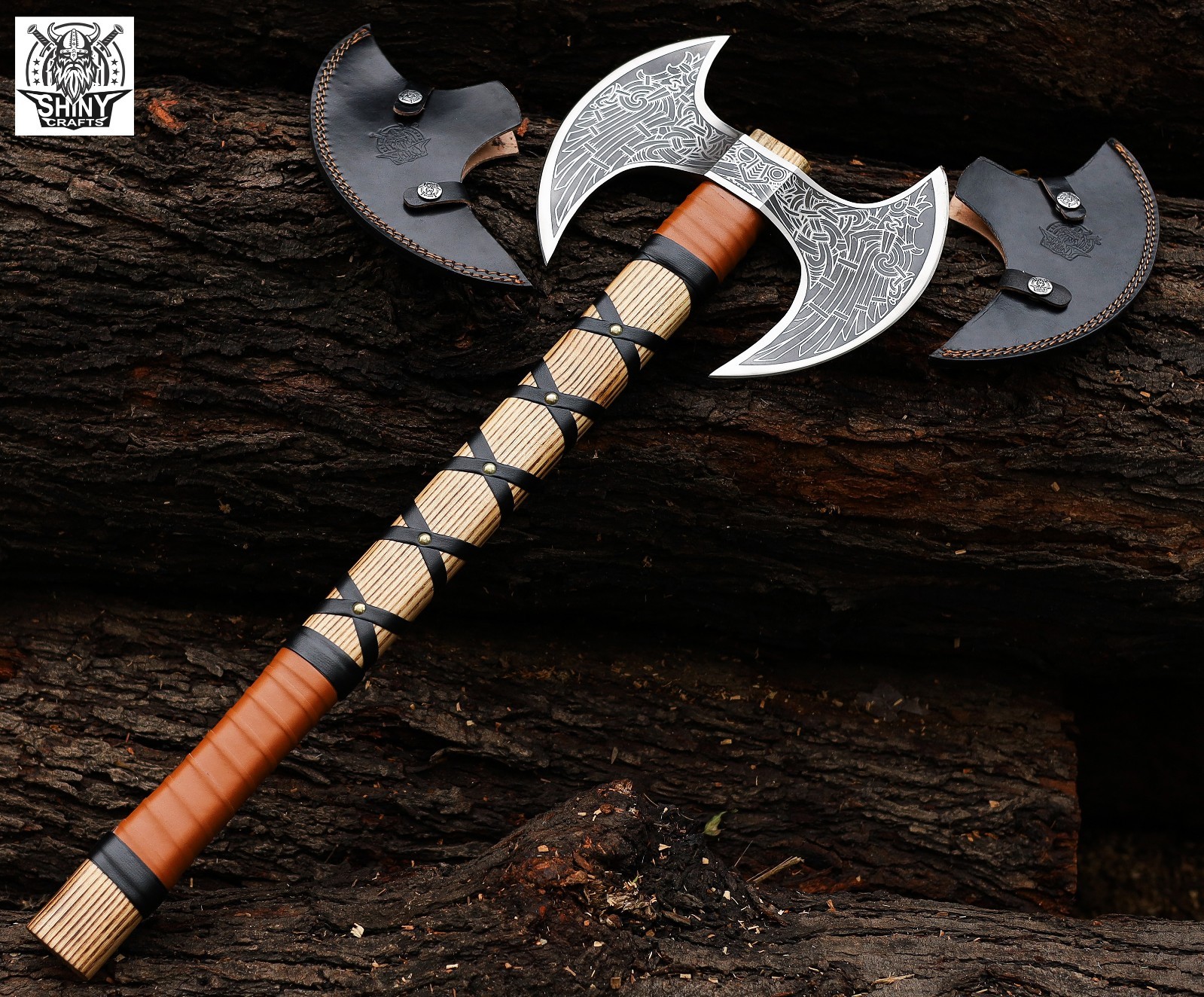 27″ Camping Axe Tomahawk Viking Bearded Axe Chirstmas Gifts Odin’s axe SCA-13-A