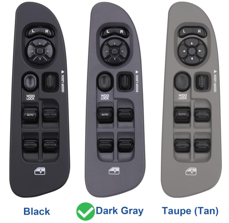 Botón y marco de control de ventanas para camioneta 2002–2009 gris oscuro, Nuevo