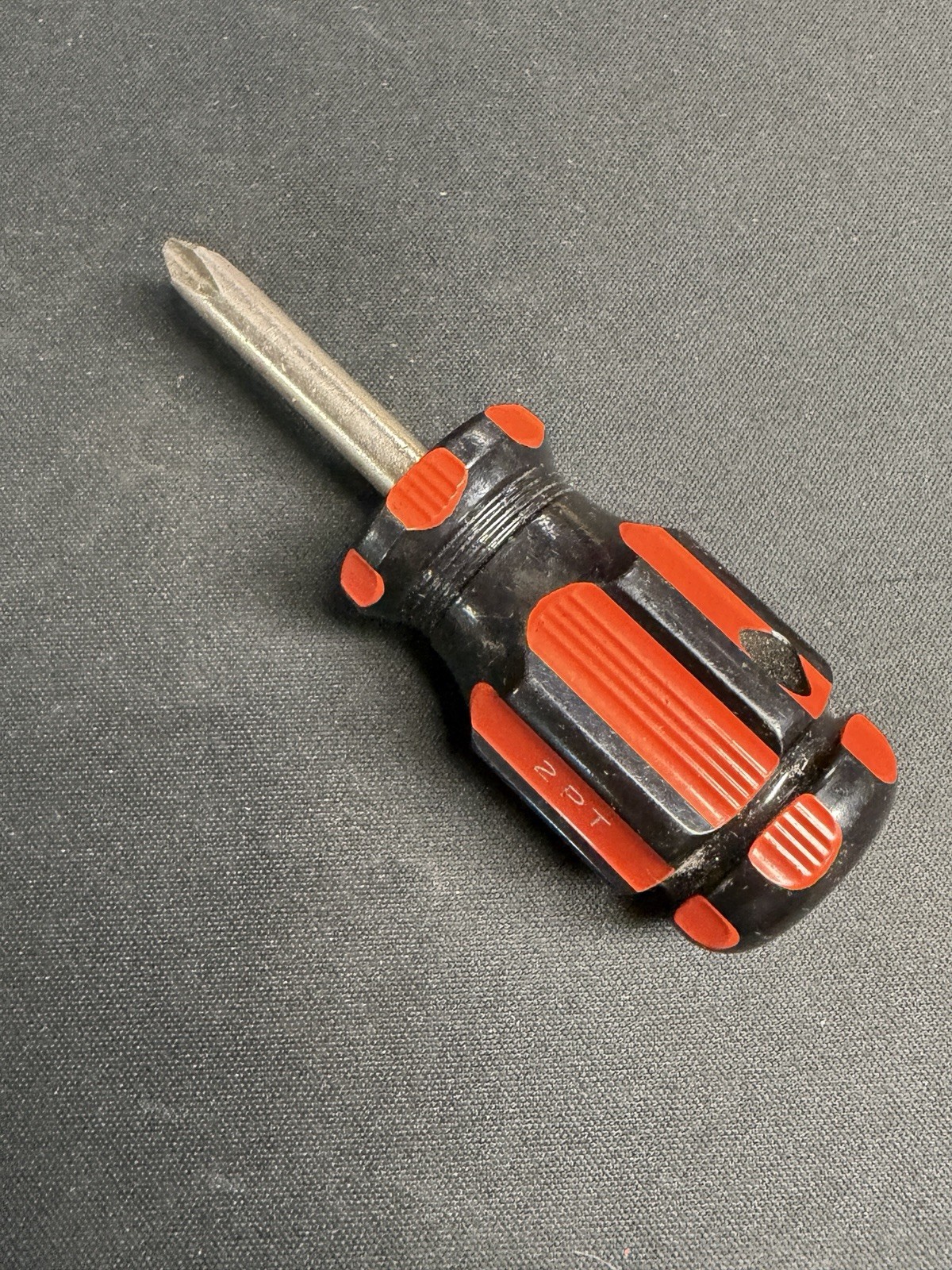 Vintage Stanley 65-342 #2 stubby Phillips screwdriver, Black & Orange, U.S.A.,