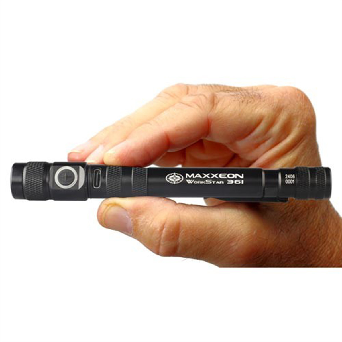 Maxxeon WorkStar 361 Rechargeable LED Zoom Penlight/Inspection Light USB-C, Bla