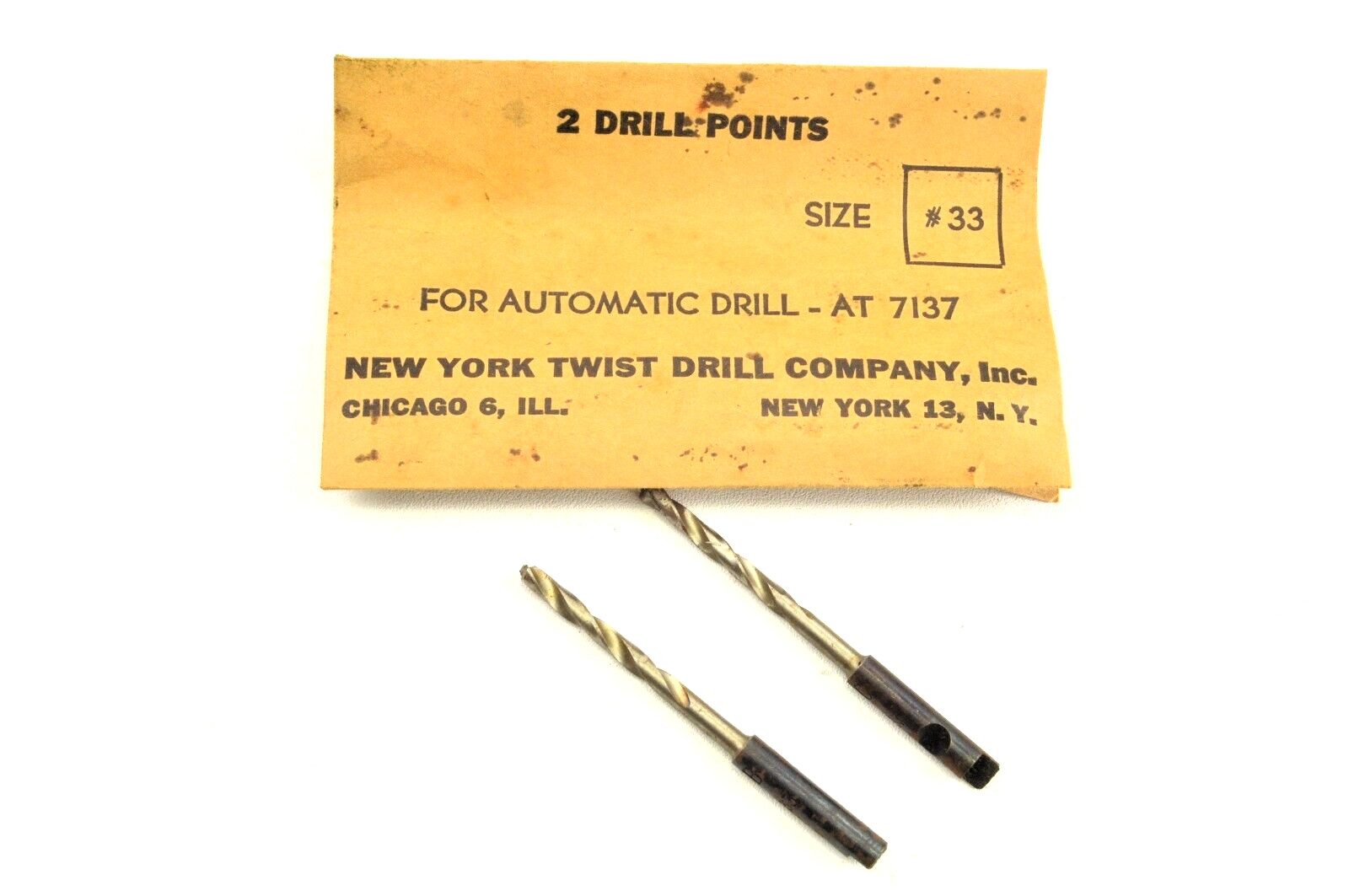 Vintage Yankee NOS Push Drill Points 2 Pc #33 Bits, North Brothers, Stanley