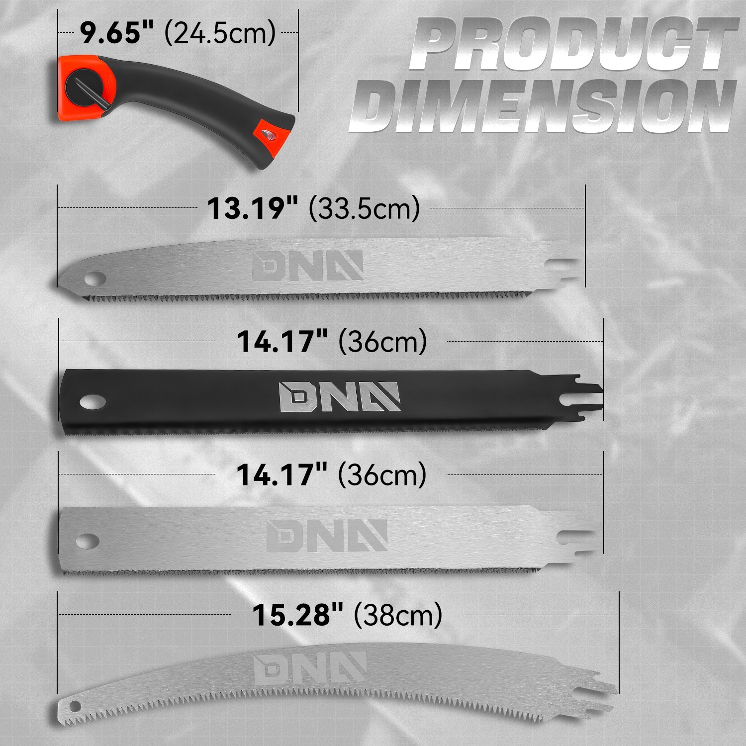 Carbon Steel Hand Saw Set 5 Hand Saw Blade + ABS+TPR Handle + Polyester Bag