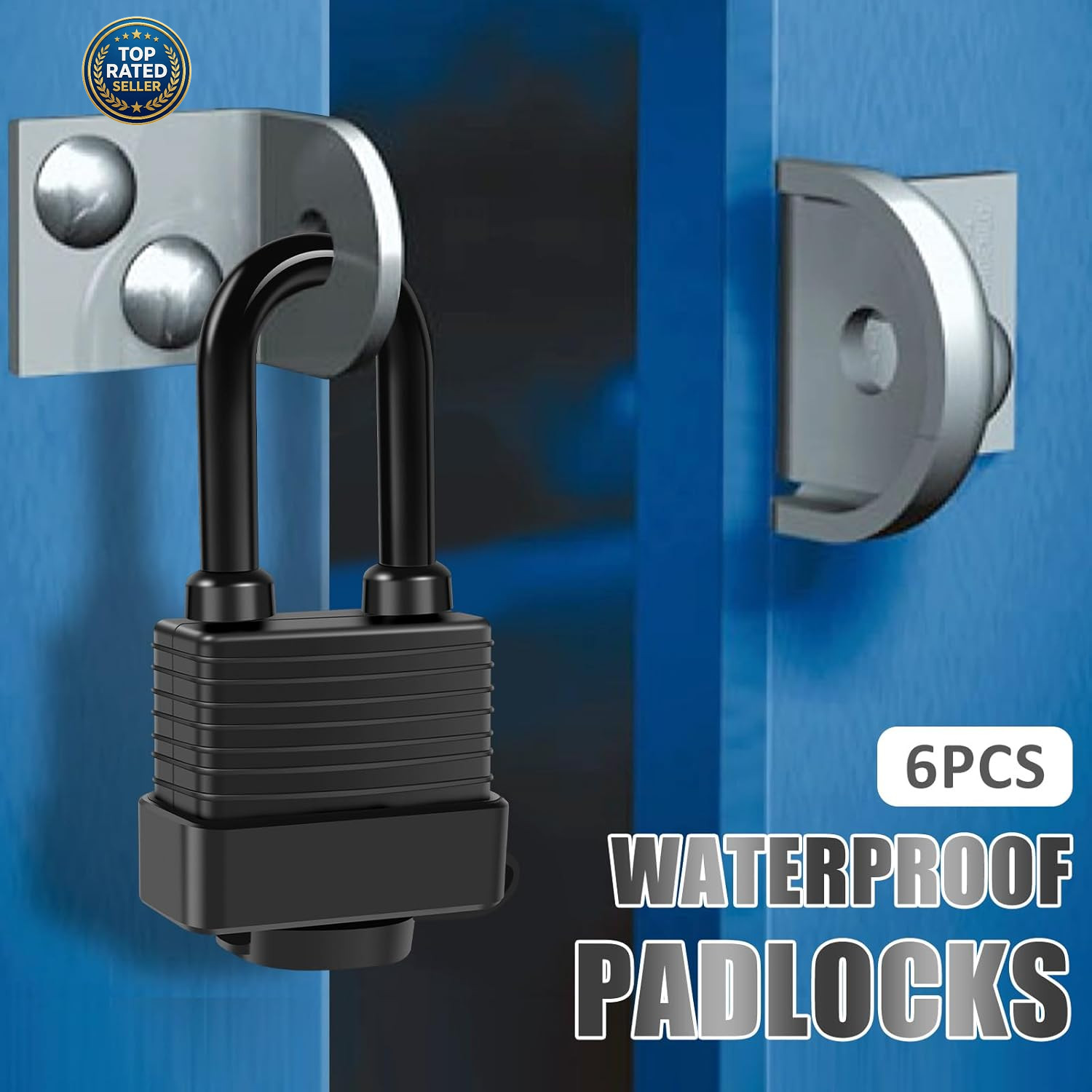 Padlocks Keyed Alike for Outdoor Use, Pack of 6, Laminated Steel Lock Set Safety