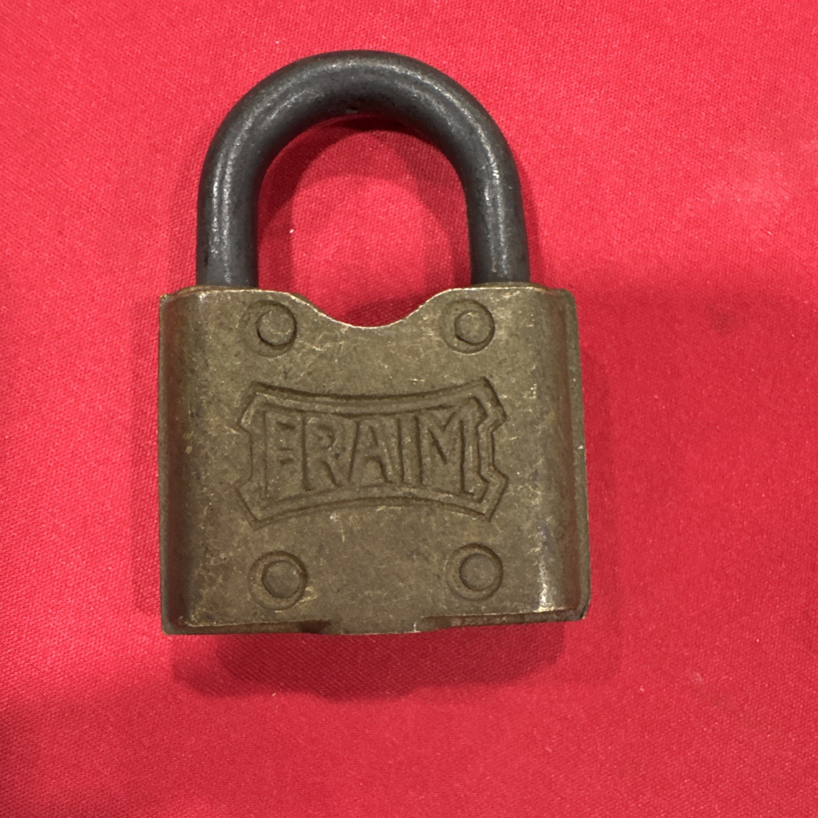 FRAIM brass Padlock Brown/Black Body Traditional Shackle. NO KEY 🔥INV # 16🔥