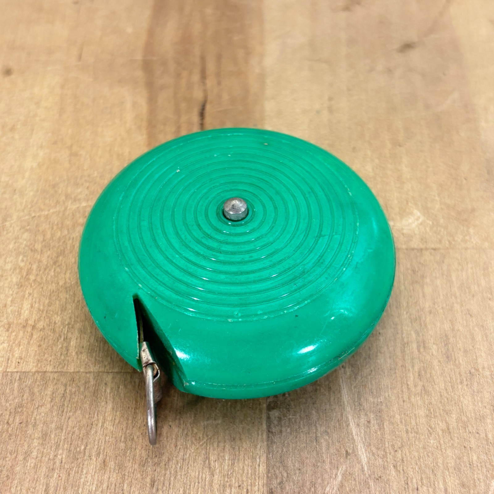 Vintage Johi Tape Measure, Made In West Germany Green Plastic Metal Button Works