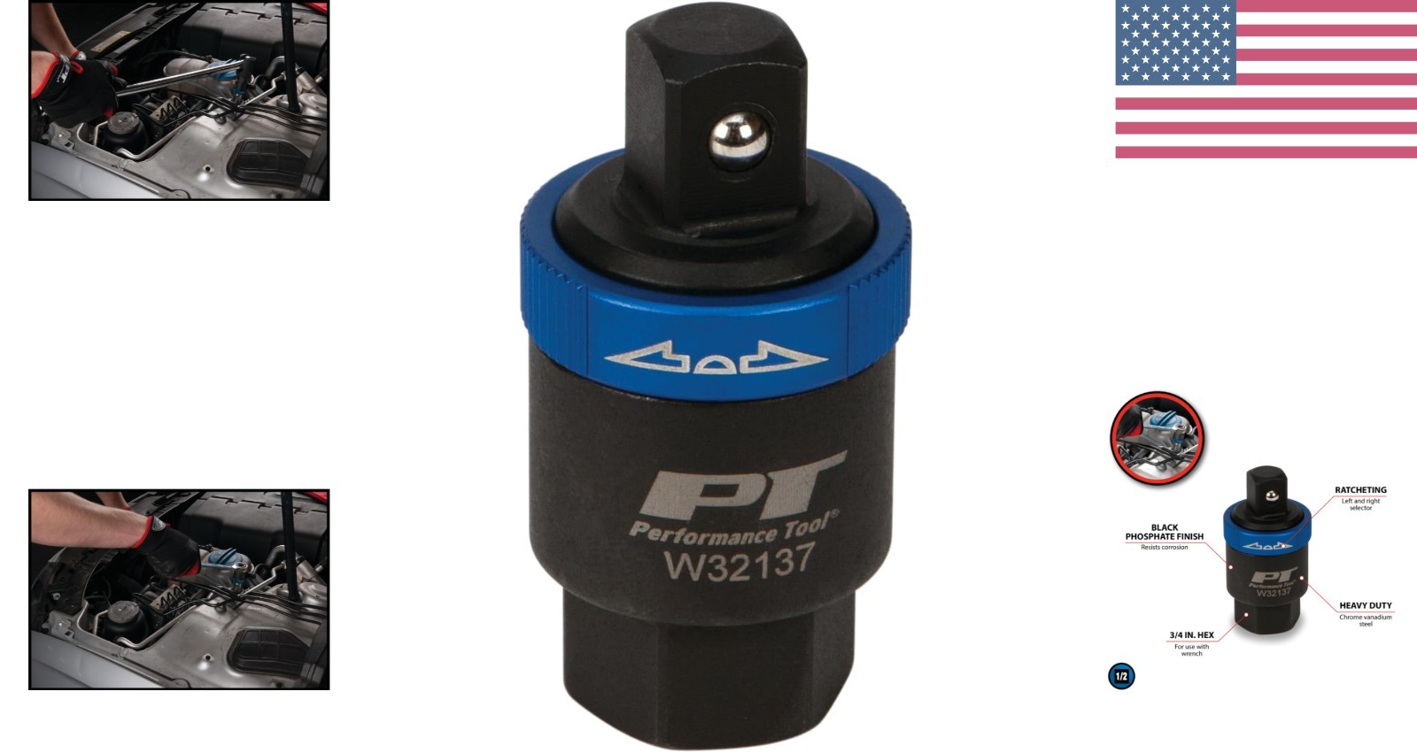Professional Grade 1/2-Inch Drive Ratcheting Adapter – Max Torque 411.5 ft/lbs