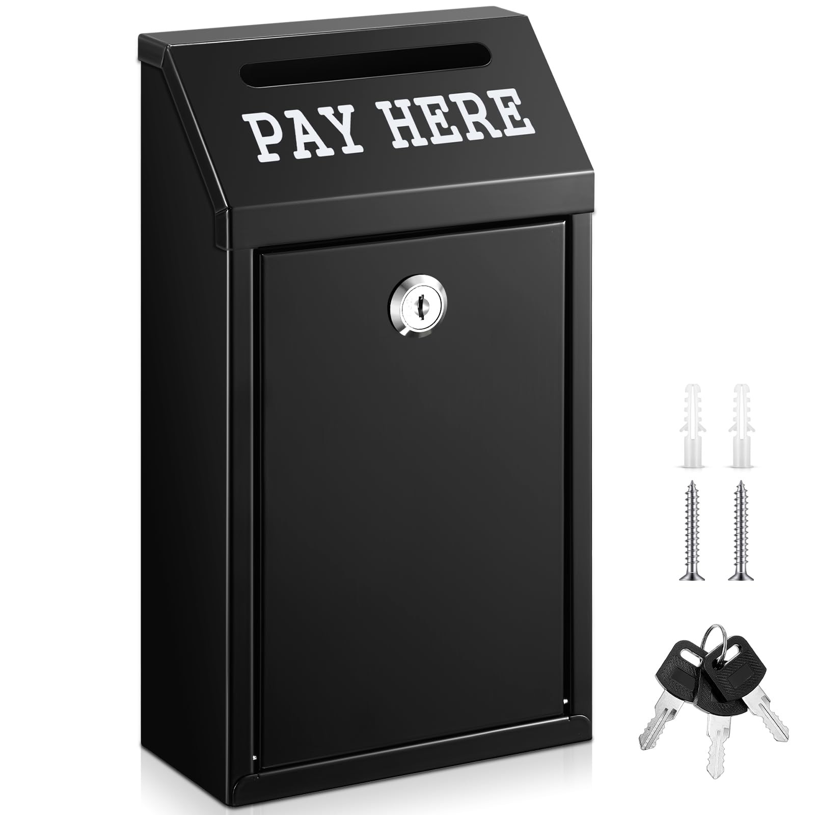 Yaocom Safe Metal Cash Box for Farm Stand – 10.2 x 5.7 x 2.8 Inch, Black