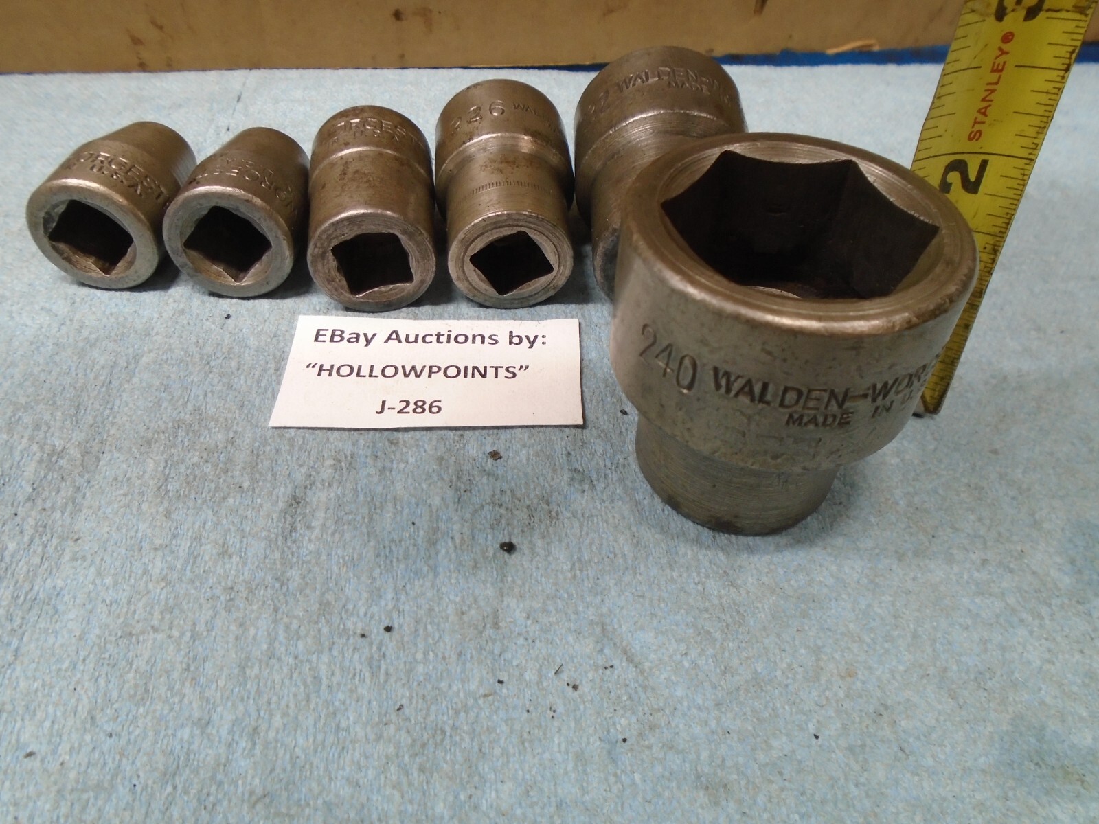 Walden-Worcester 200 Series Circa 1920’s 6 Socket Mixed Lot 1/2″ Drive J286