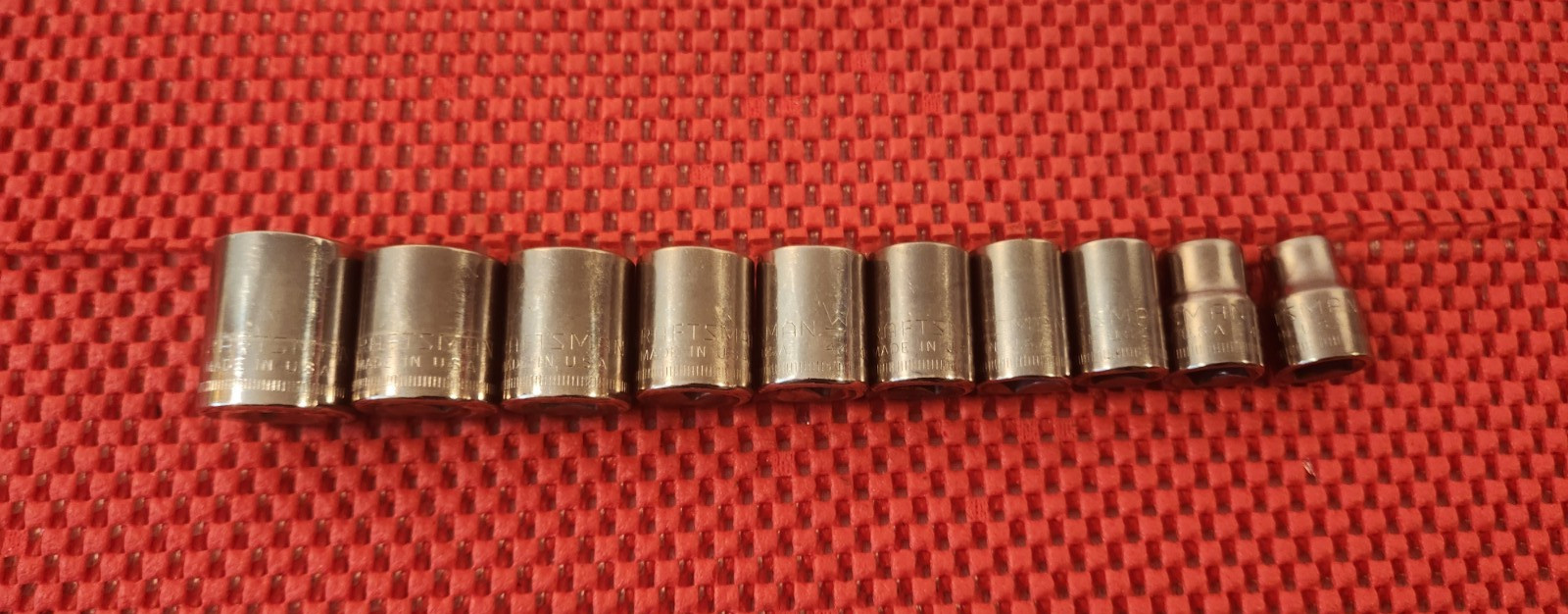 CRAFTSMAN 10 PIECE, 3/8″ DRIVE, METRIC 12 POINT SOCKET SET MADE I N THE U.S.A.