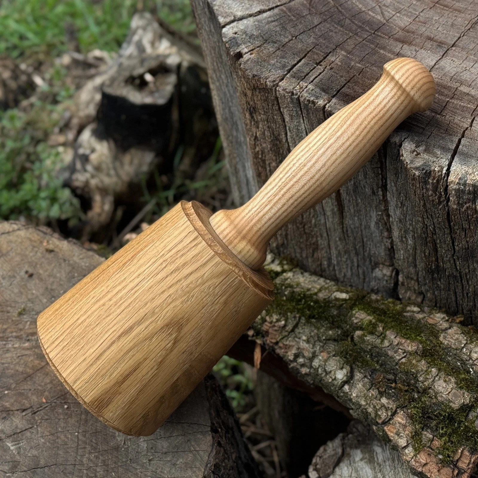 Wooden Mallet 8.27in Ash Wood Hammer for Chisels Carving Woodworking 2.95in Head