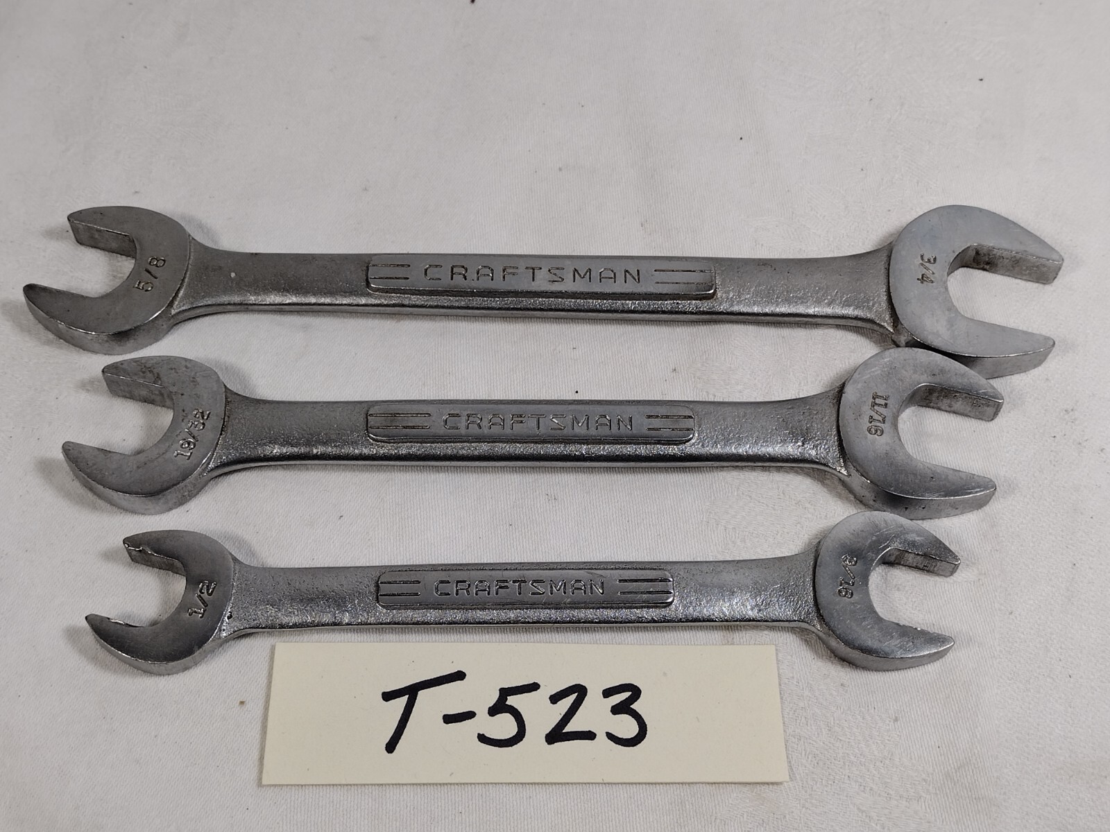 Lot of 3 Vtg Craftsman Open End Wrench =V= Series 1/2 – 3/4” (523)