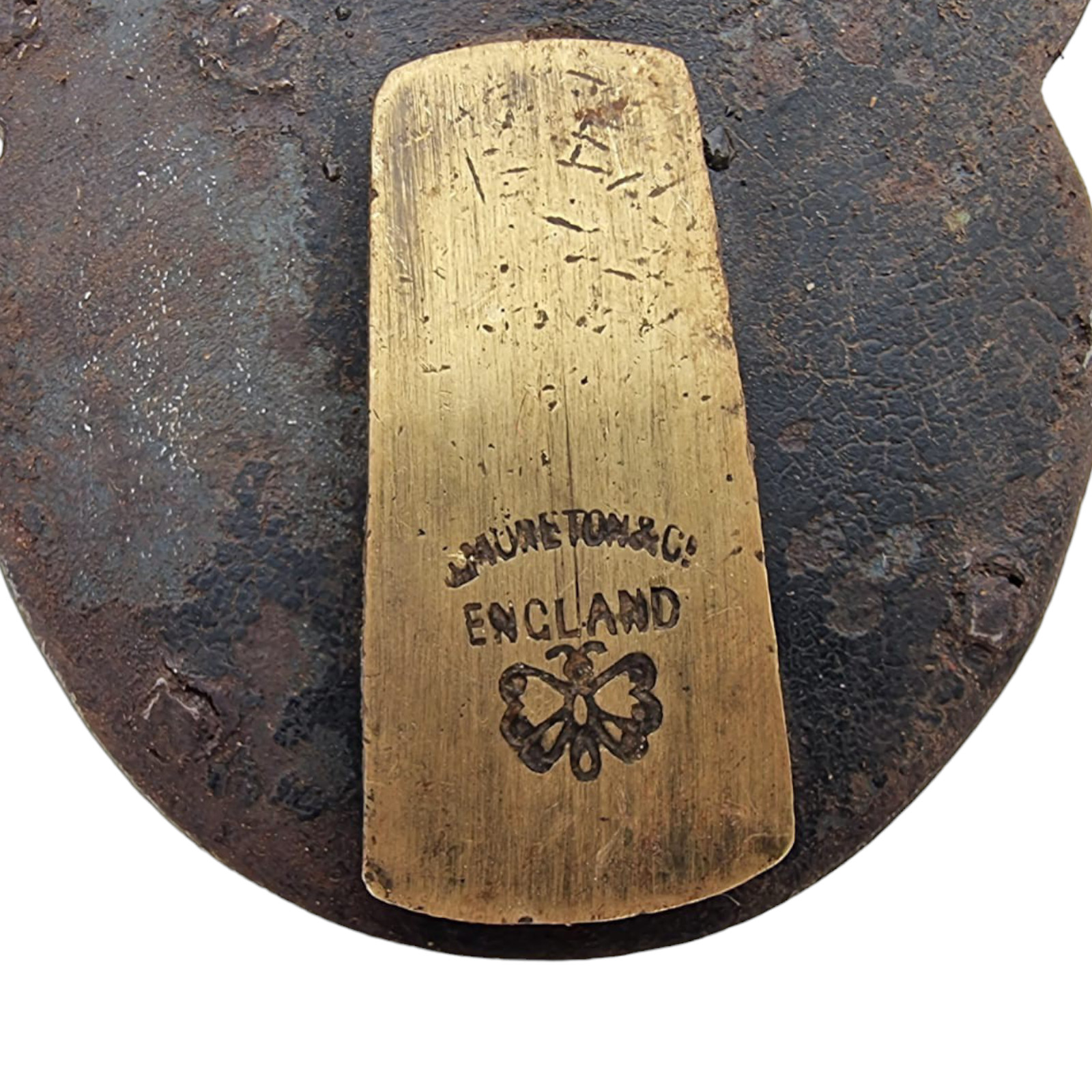 1900’s Old Antique Strong Solid Iron & Brass Rare Unique Shape Lock , England