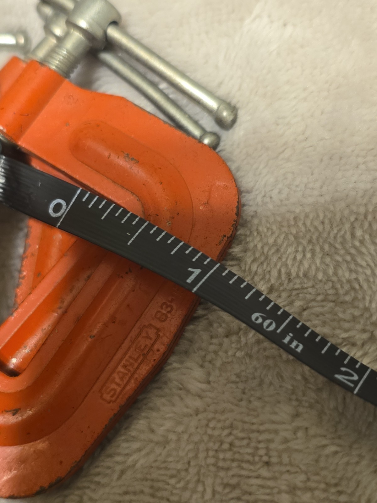 Lot of 3 Stanley 1 Inch (25mm) Orange C-Clamps Made in USA Woodworking Tools