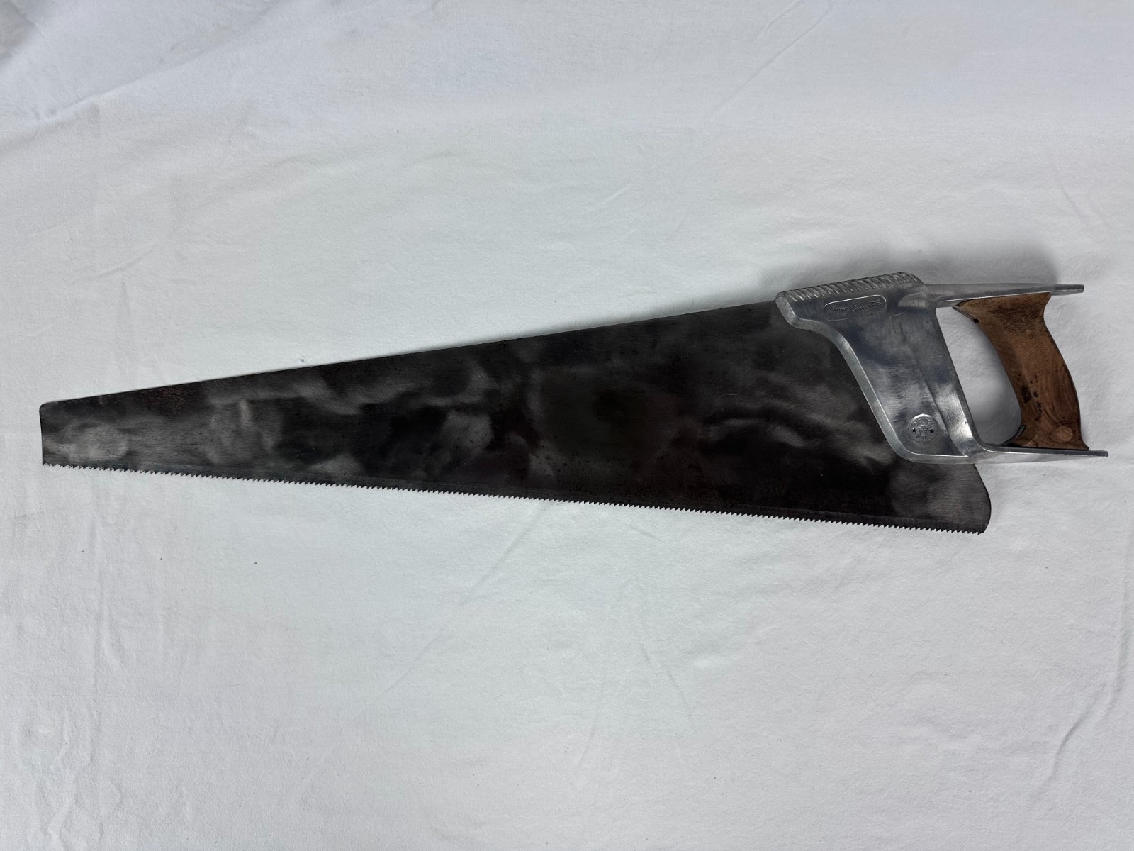 Henry Disston D100 26 Inch 7 TPI Handsaw 1960s Aluminum Handle Vintage Used