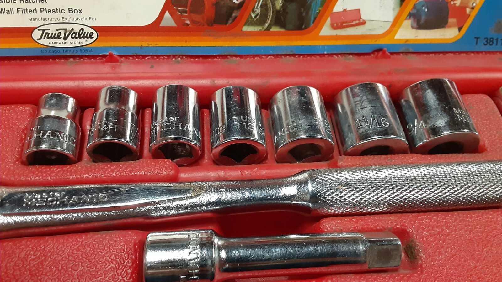 Master Mechanic USA socket set T3811B 10pc. 3/8″ drive SAE all American made