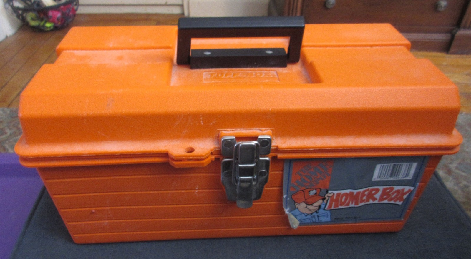 Vintage Home Depot HOMER BOX 16″ Tool Box Complete with Glue Gun Supplies