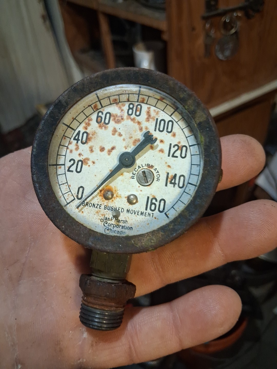 Vintage Jas. P Marsh Corporation Pressure Gauge Industrial Steampunk Art 0 – 160