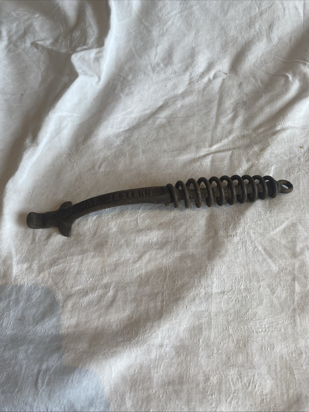 Antique Great Western cast iron wood/coal stove lid lifter tool