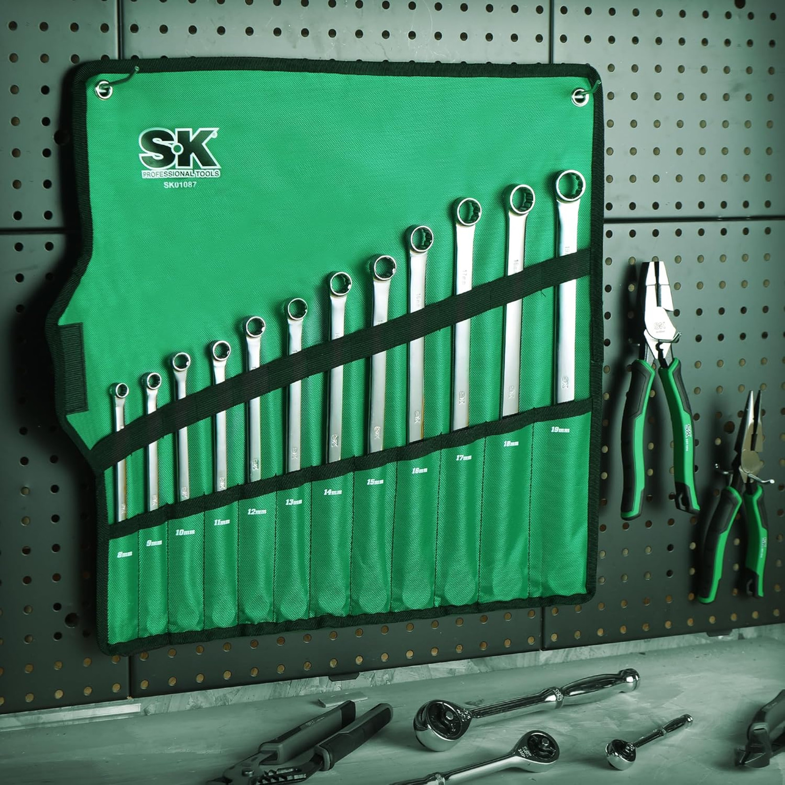 Extra Long Ratcheting Wrench Set, Double Box End Wrench Set, 12-Piece, Metric, 8