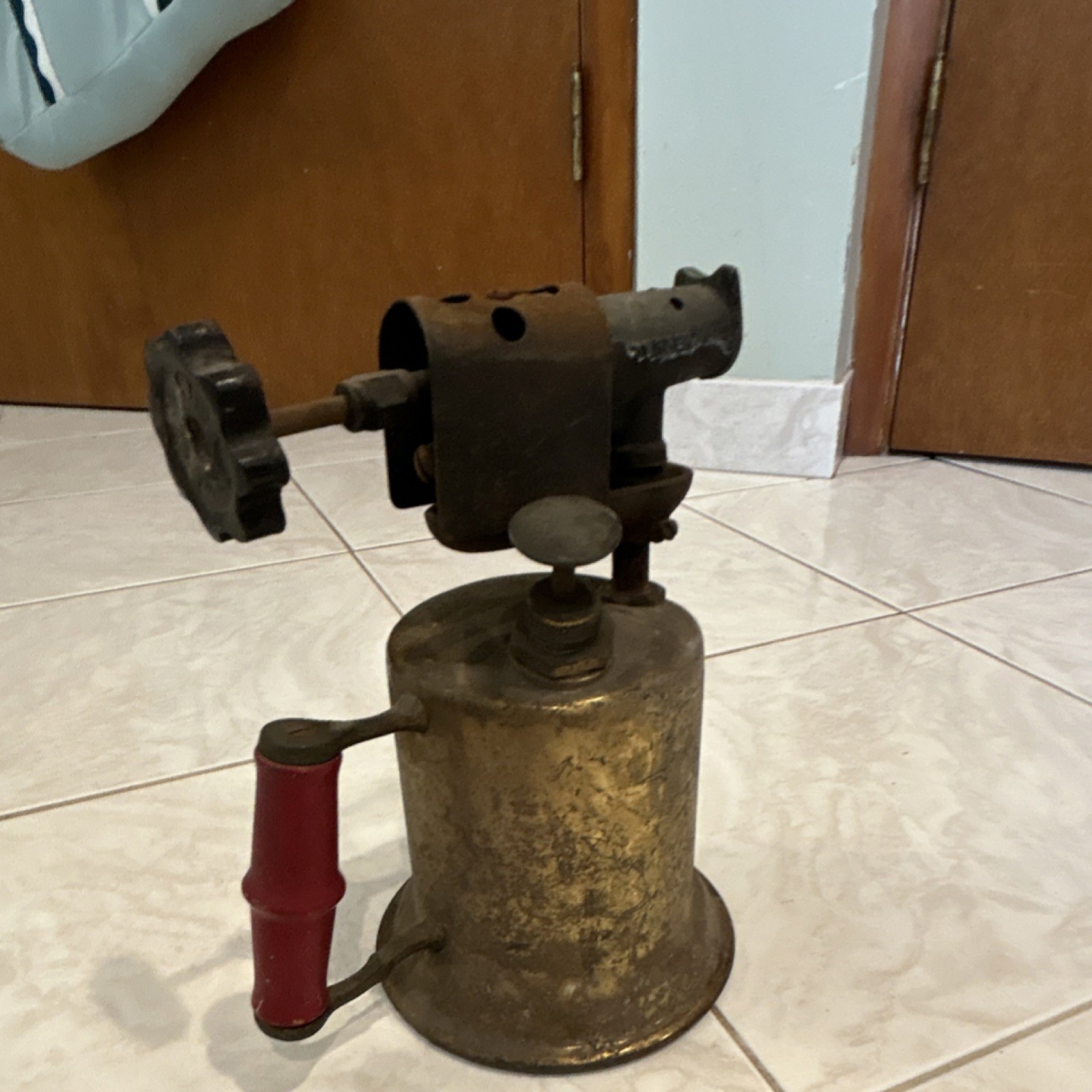 Turner Brass Works Vintage Blowtorch Red Handle Collectible Tool
