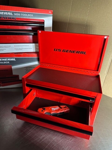 *NEW* U.S. GENERAL Mini Steel Toolbox, Red,*BRAND NEW IN THE BOX*