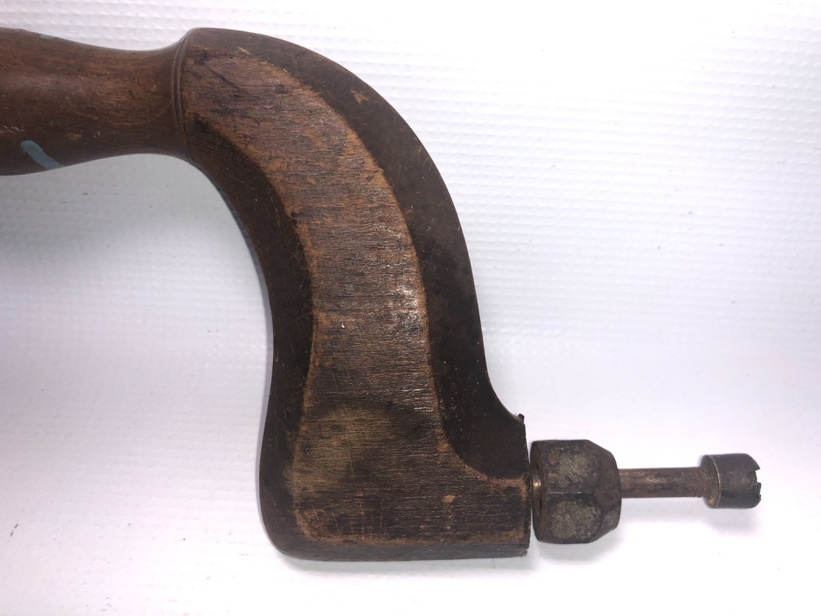 Antique 1800’s Wood & Brass Brace Hand Drill Tool Parts
