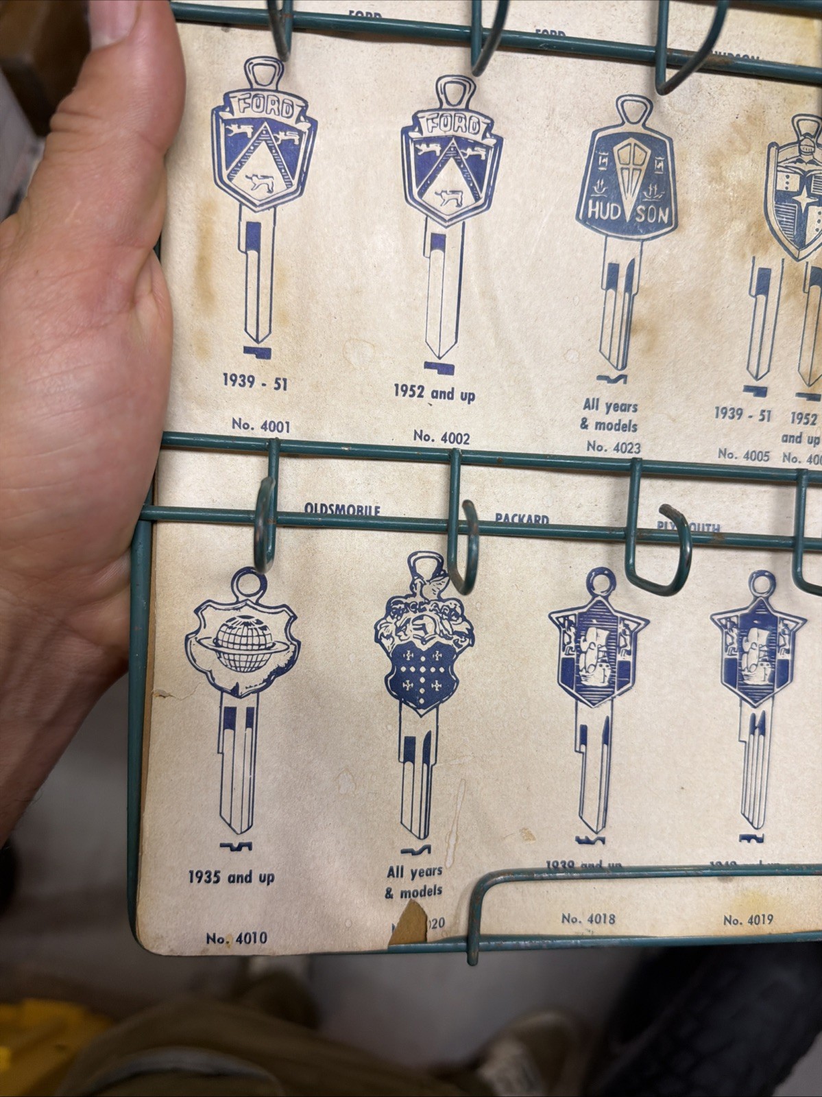 Authentic Metal Key Display Sign Store Rack Hangers Vintage Chevy Ford Pontiac
