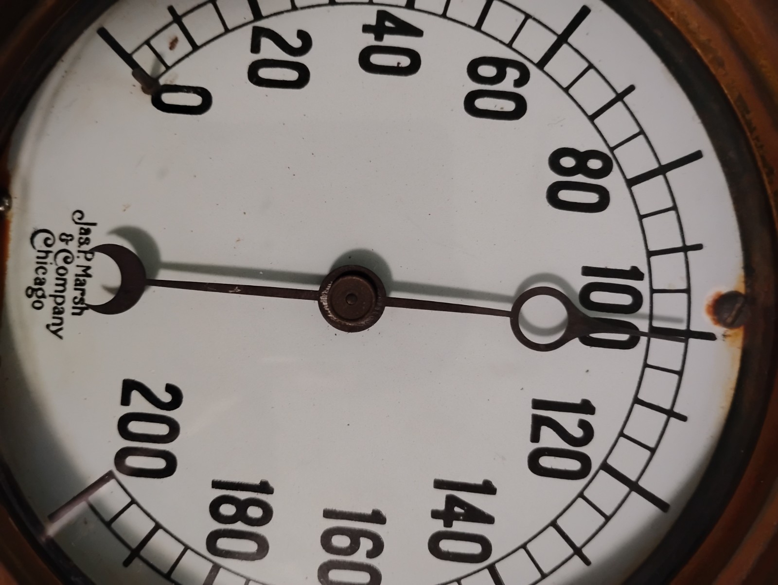antique Brass Pressure Gauge 6.5 inches Jas. P Marsh & Co. Chicago