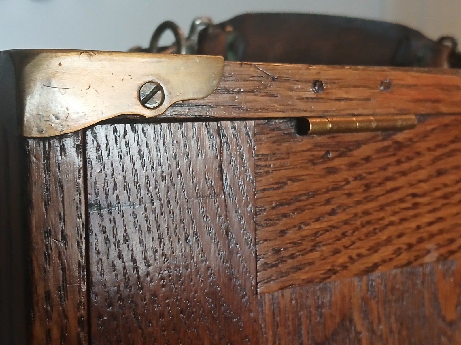 Antique 1/4 Sawn Tiger Oak Machinist Toolbox- Chest 4 Drawers – 14.5″x12.25