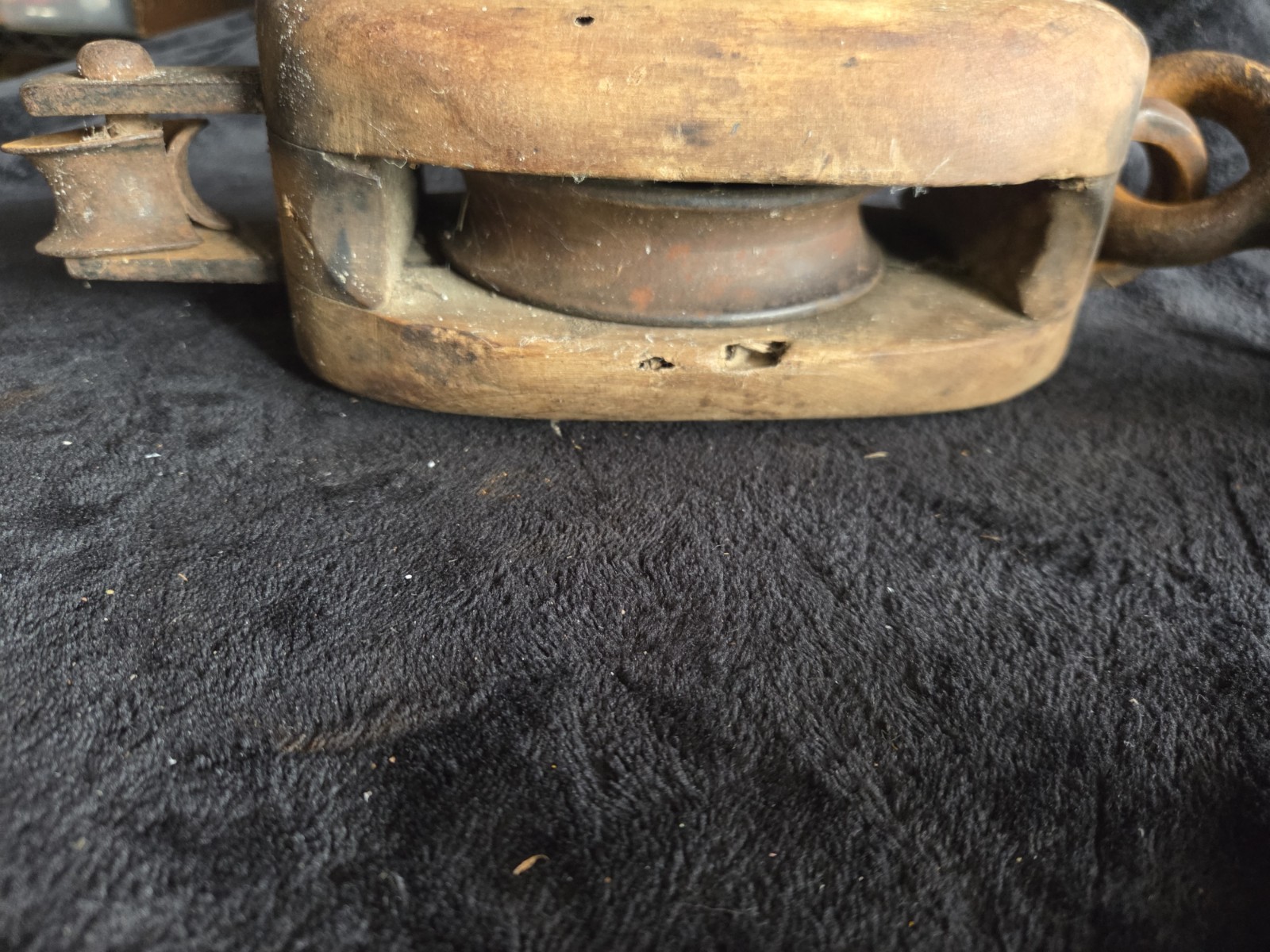 Vintage Antique Wood Steel Pulley – Barn Industrial Primitive Rustic Decor HUGE