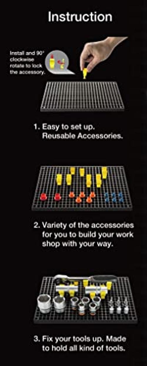 Free Zone 4-Piece Large Pegboard Set for Tool Box and Workbench Storage Black