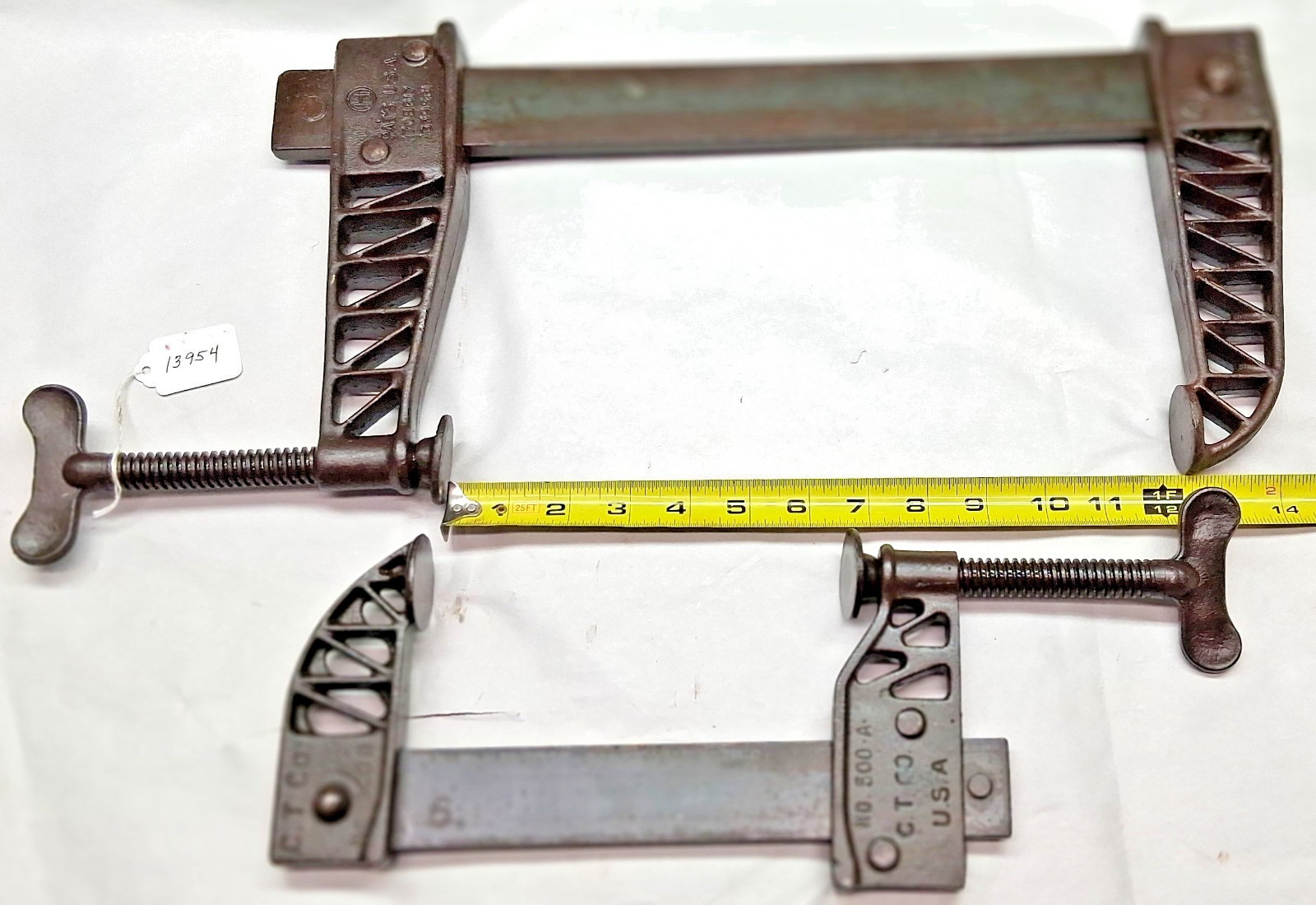 HARGRAVE, CT Tool, Vtg. Heavy Duty Bar Clamps (1) Deep Throat 12″ & (1) 6″, USA