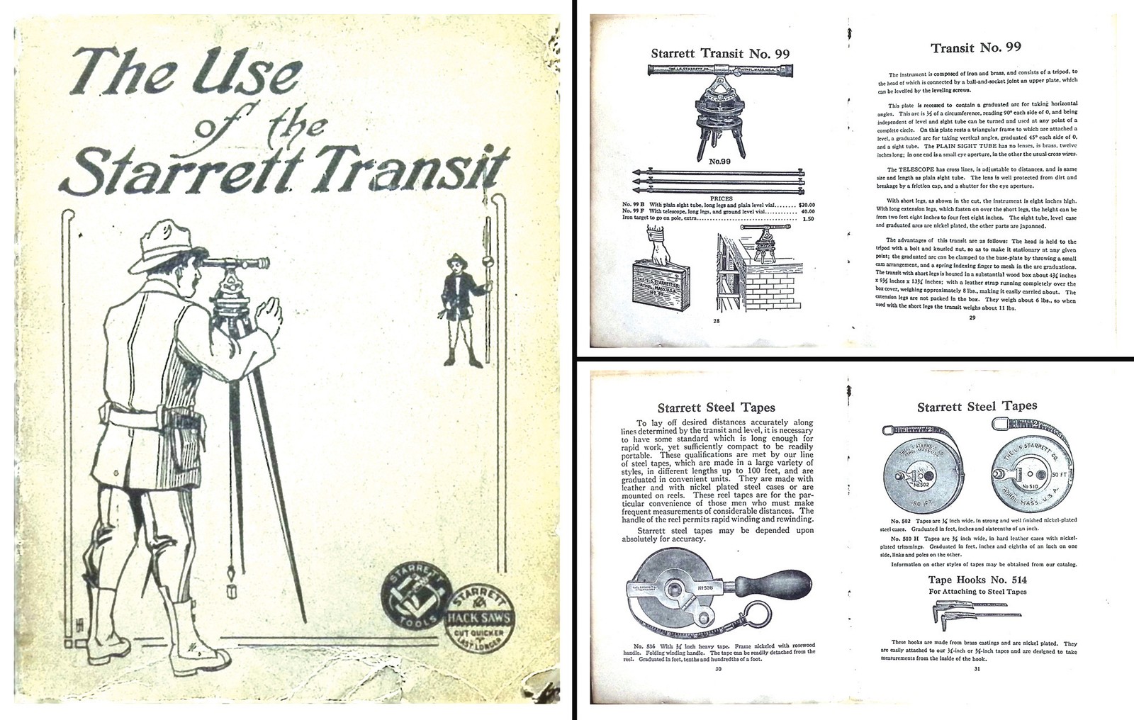 Orig. Ca. 1920’s Starrett Manual,”The Use of the Starrett Transit”- mjdtoolparts