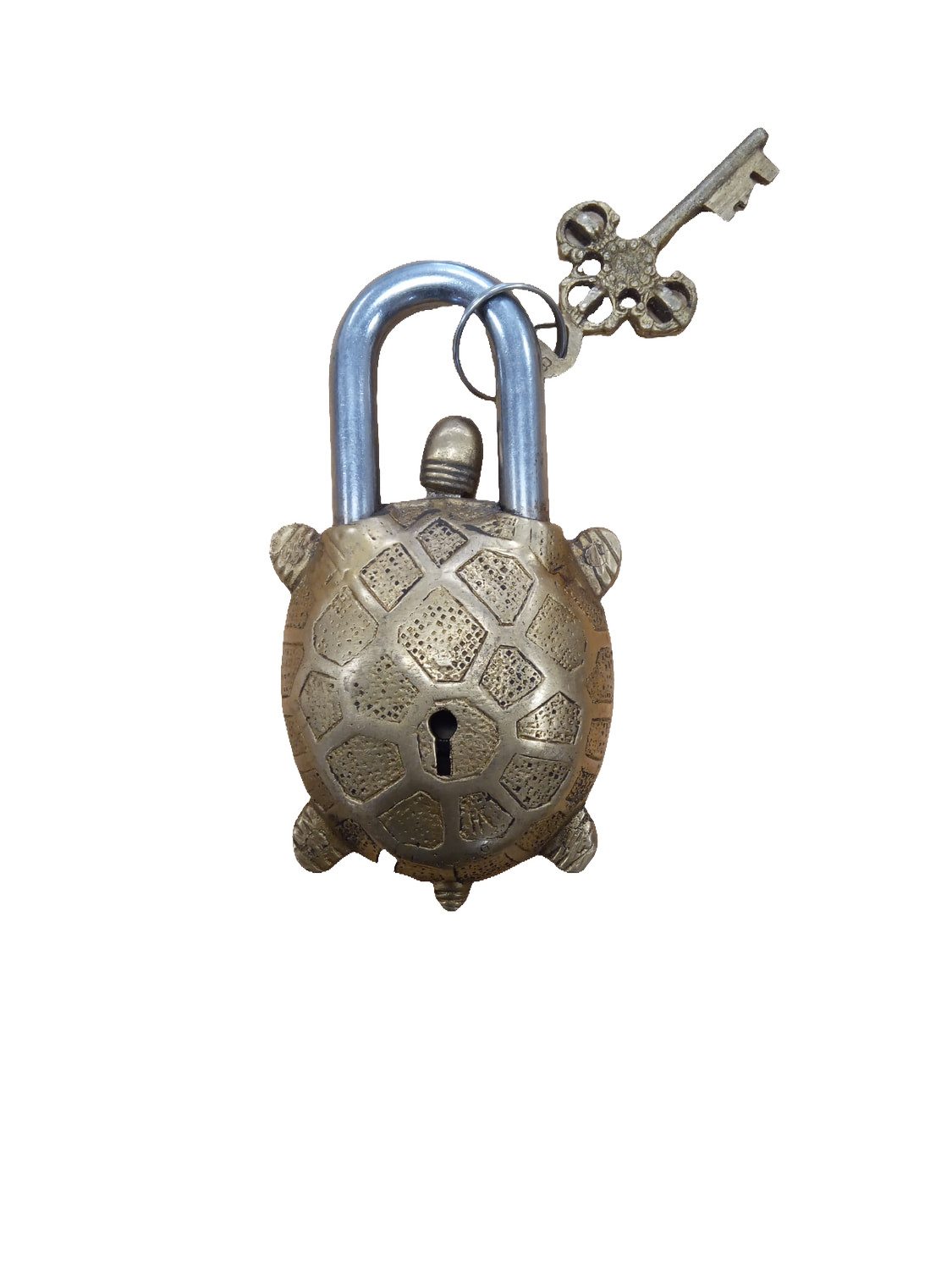 Brass Tortoise Padlock Gold Ornate Decorative Antique lock with Key