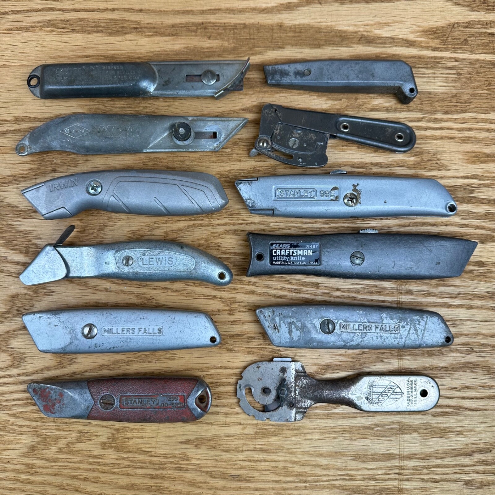 Vintage Utility Knives Lot 12 Sears Craftsman Millers Falls Lewis Kutto + Blades