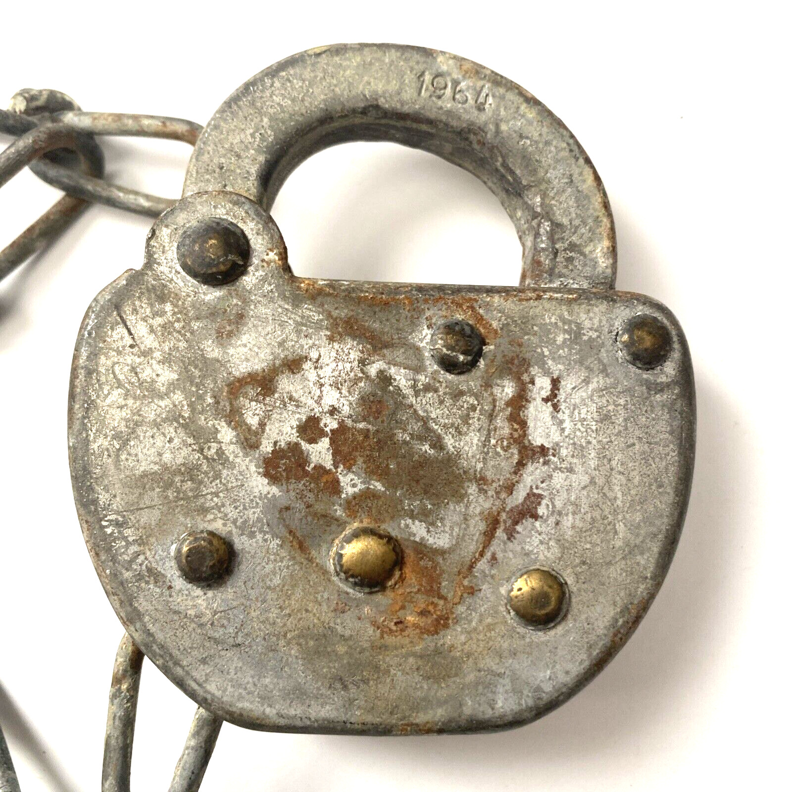 Vintage NYCS New York Central Railroad Slaymaker Padlock w/ Chain 1964 ~ NO KEY
