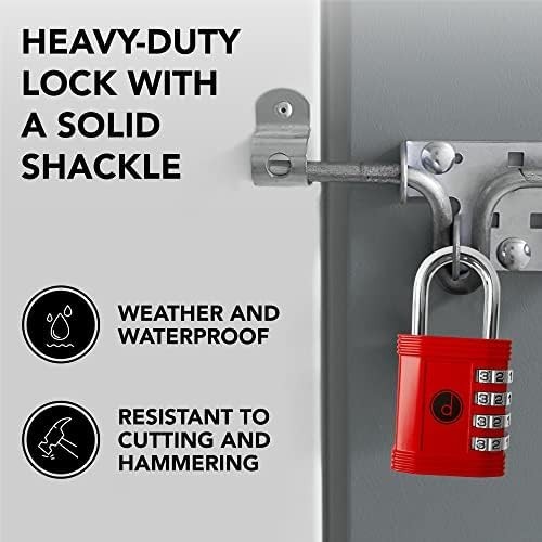 Durable 2-Pack 4 Digit Combination Lock – Weatherproof & Keyless Security Red