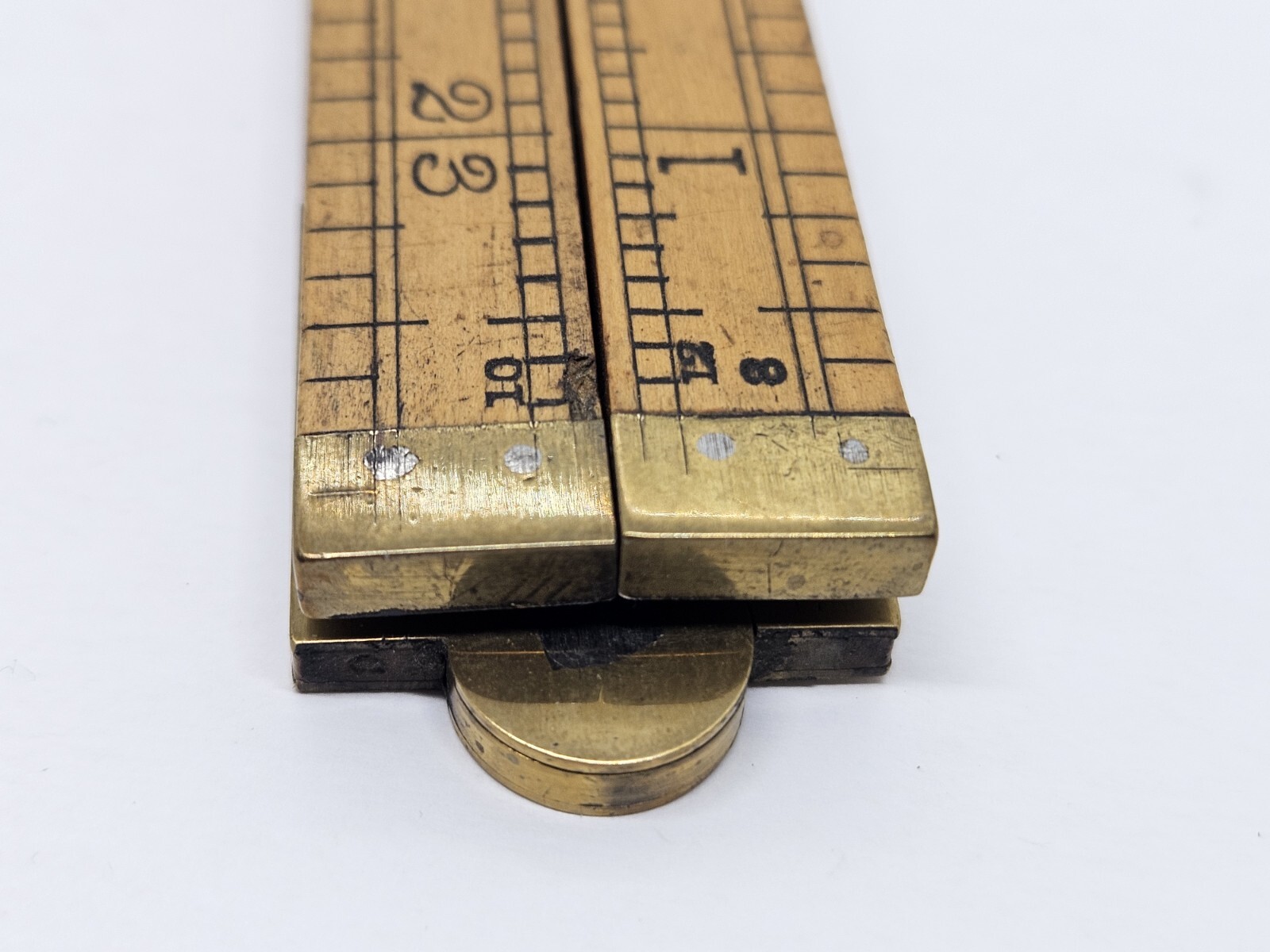 Antique J RABONE & SONS BIRMINGHAM Boxwood Rule Folding Carpenters Ruler England