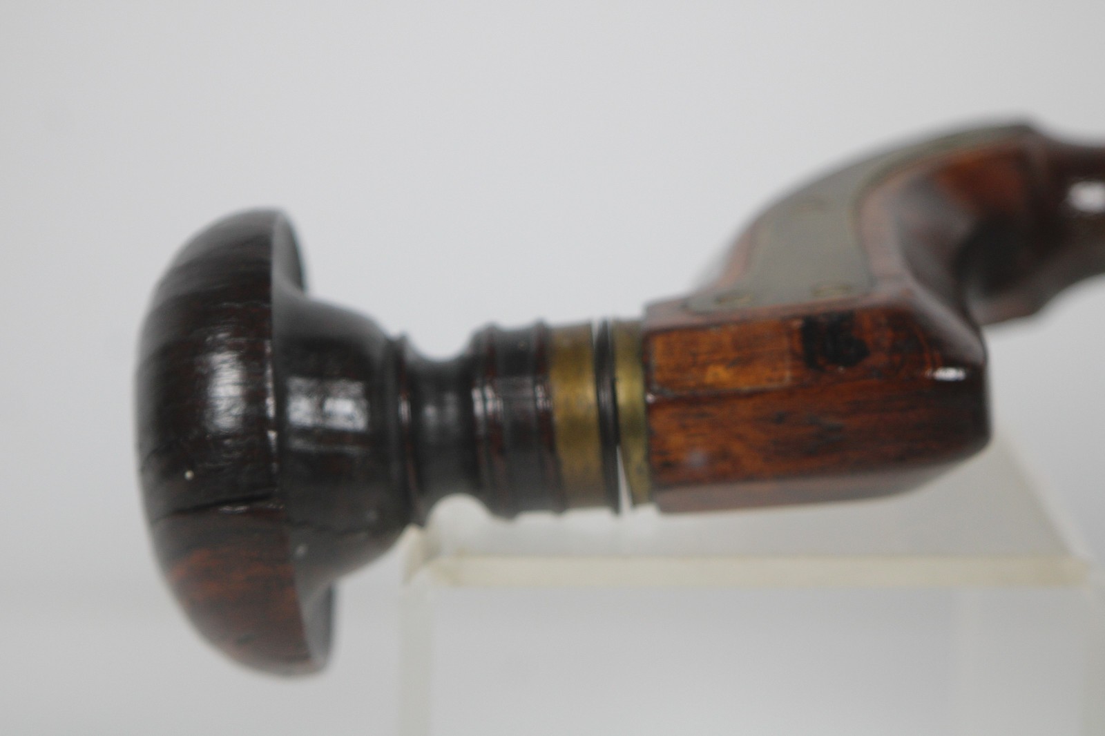 Sweet Early H. HAWK Push Button Pad Beech English Plated Bit Brace Inv#JK02