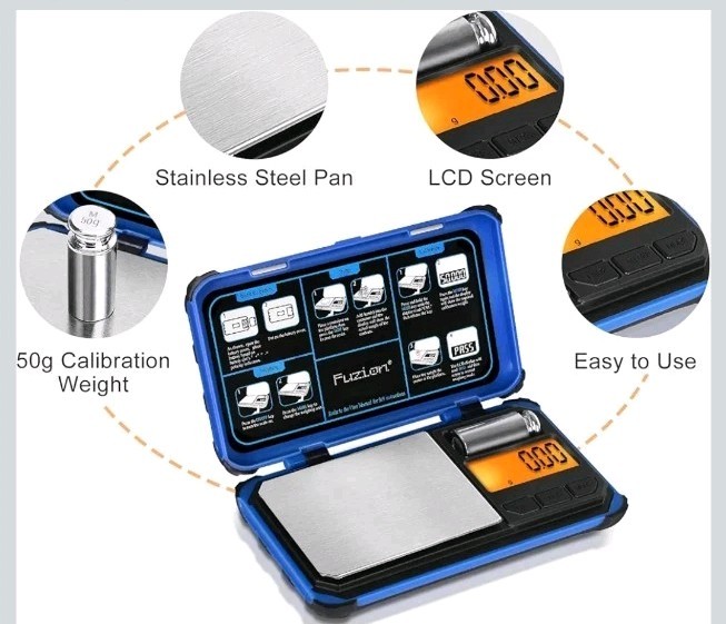 BLUE Fuzion TRI Gram 200g x 0.01g Digital Pocket 6-Units Scale W/ LCD Backlight