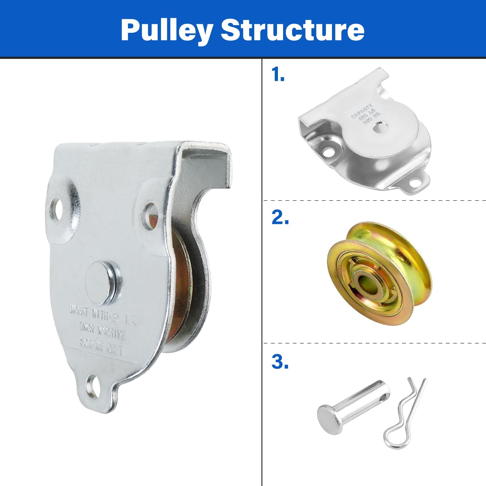 10 PCS Ceiling Mount Single Pulley 11/2 Inch Zinc Plated For 3/8 Inch Rope
