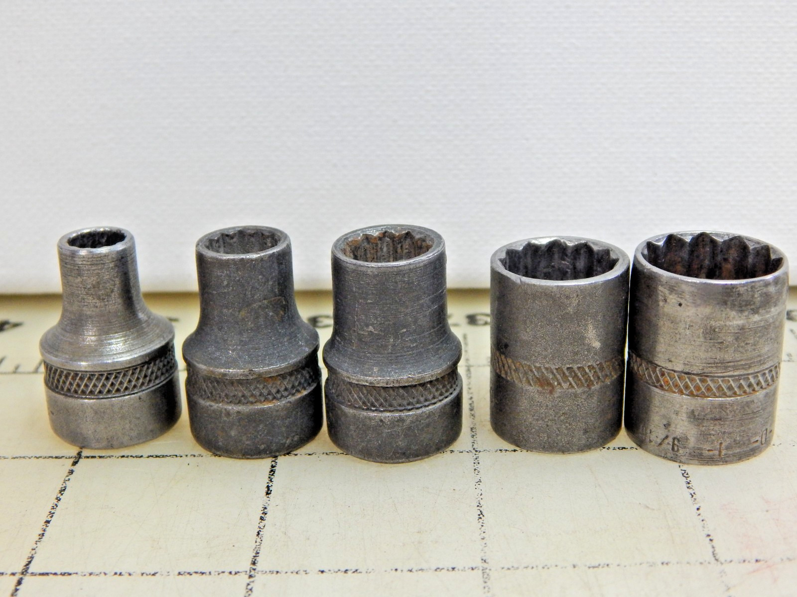 Vintage Duro-Chrome Knurled Cross Hatched 3/8″ drive socket LOT