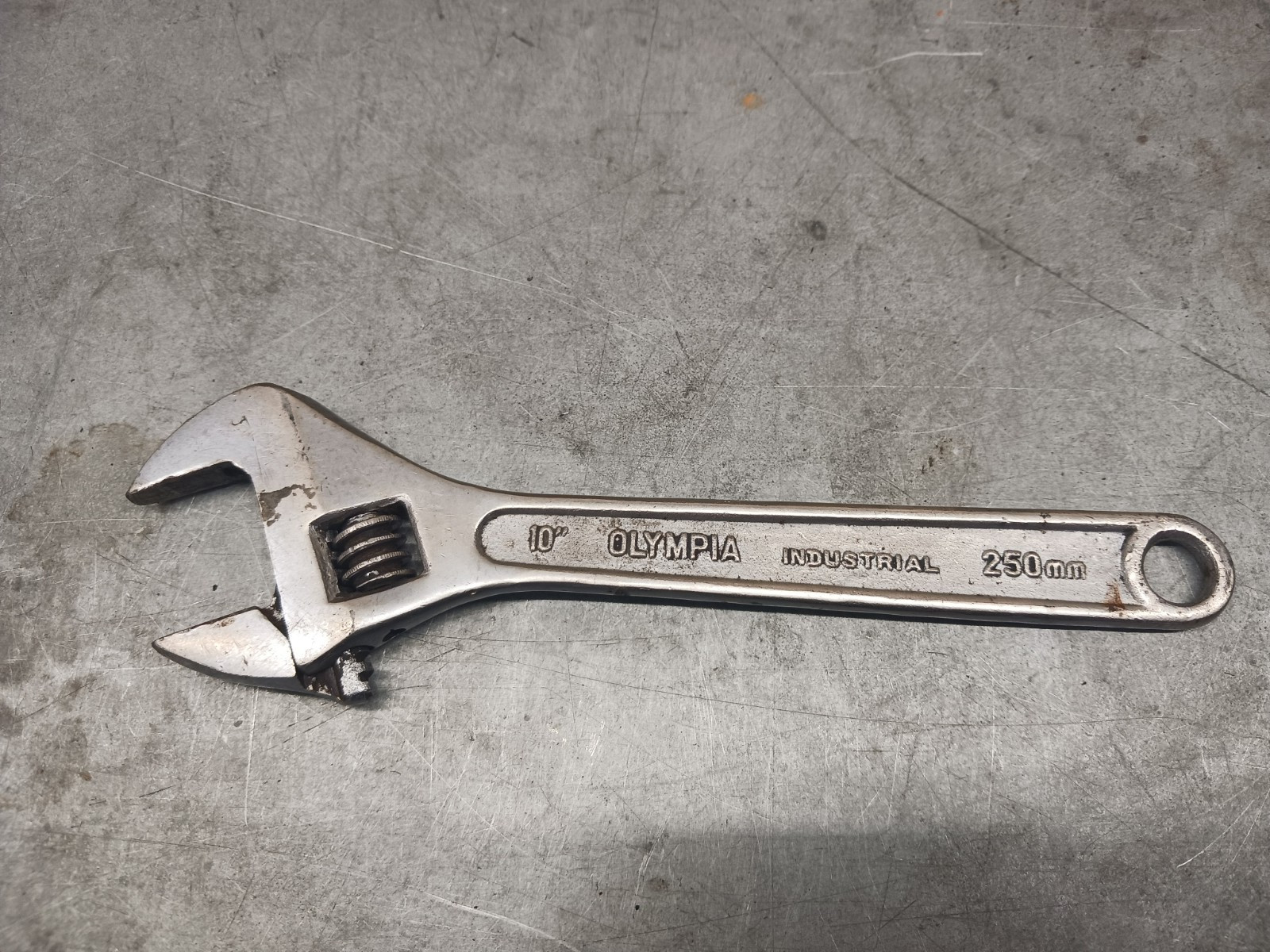 Vintage Olympia 10″ Industrial 250mm Adjustable Wrench Steel – USA!