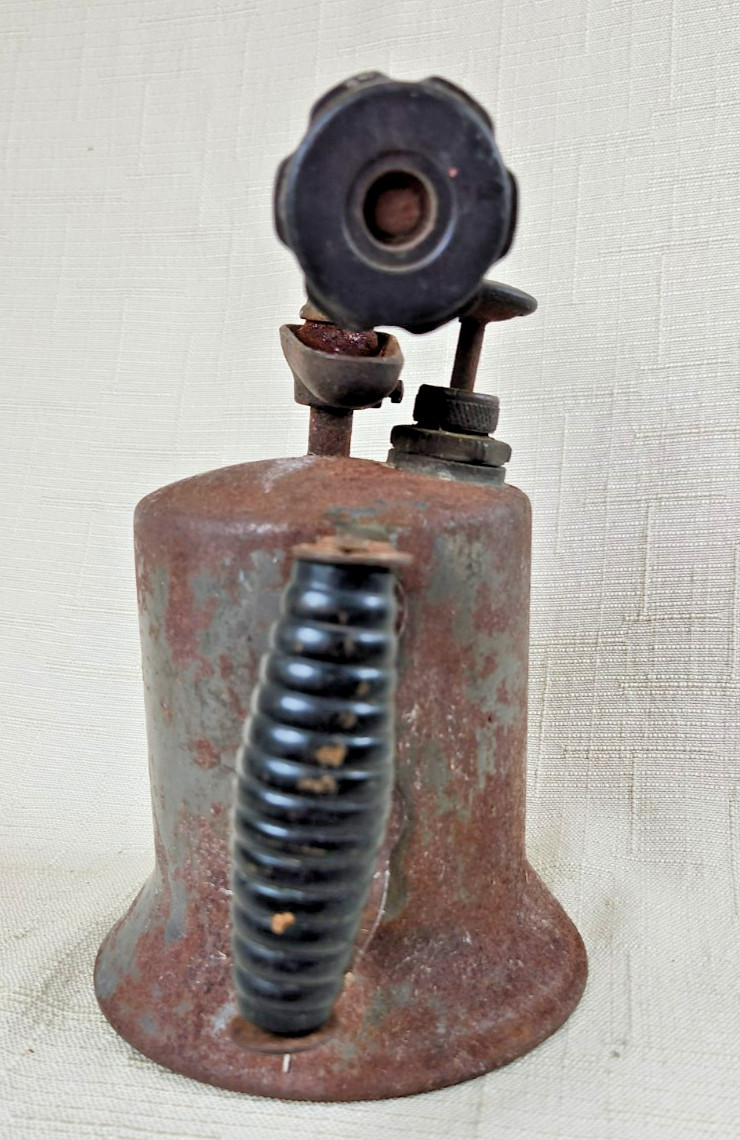 Vtg Dulap 249-5549 Metal Blow Torch, Black Wood Handle Missing Top Part UNTESTED